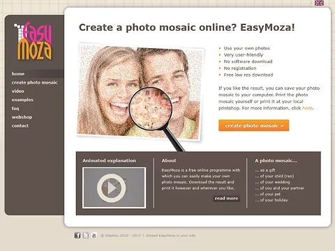 2013年のEasyMozaウェブサイト